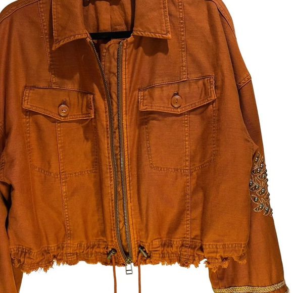 Free People Extreme Cropped Military Jacket Size Small OB618949 Embroidery *FLAW - Picture 11 of 15